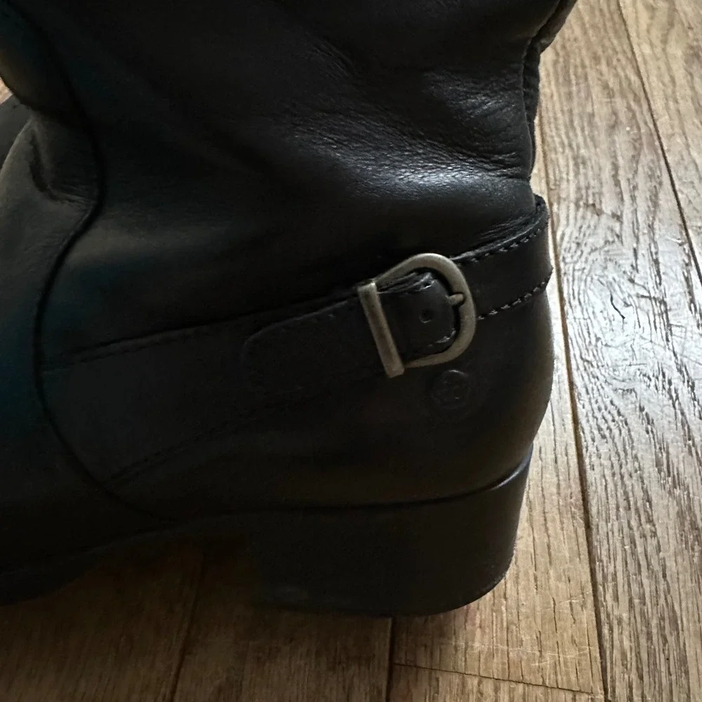 Born Black Leather Tall Riding Boots Women Side Zip‎ Buckle Detail Comfortable 6